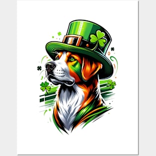 Mountain Cur Dog Celebrates St Patrick's Day Festively Posters and Art